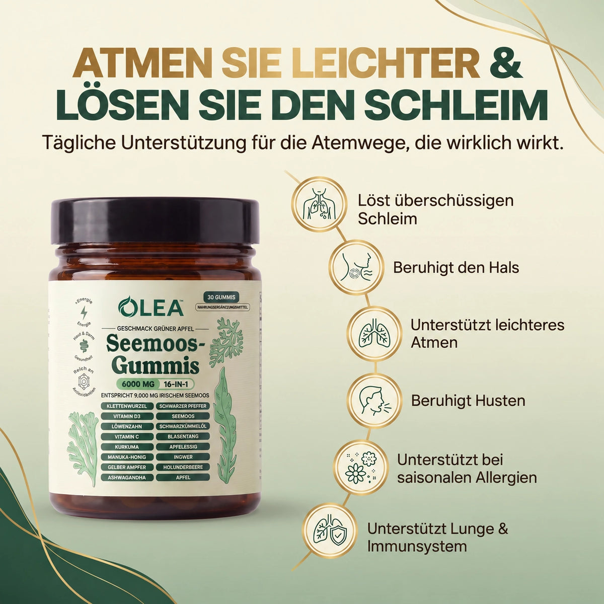 Sea Moss 16-in-1 Wellness-Gummies – Schleim lösen & Atemwegsgesundheit wiederherstellen