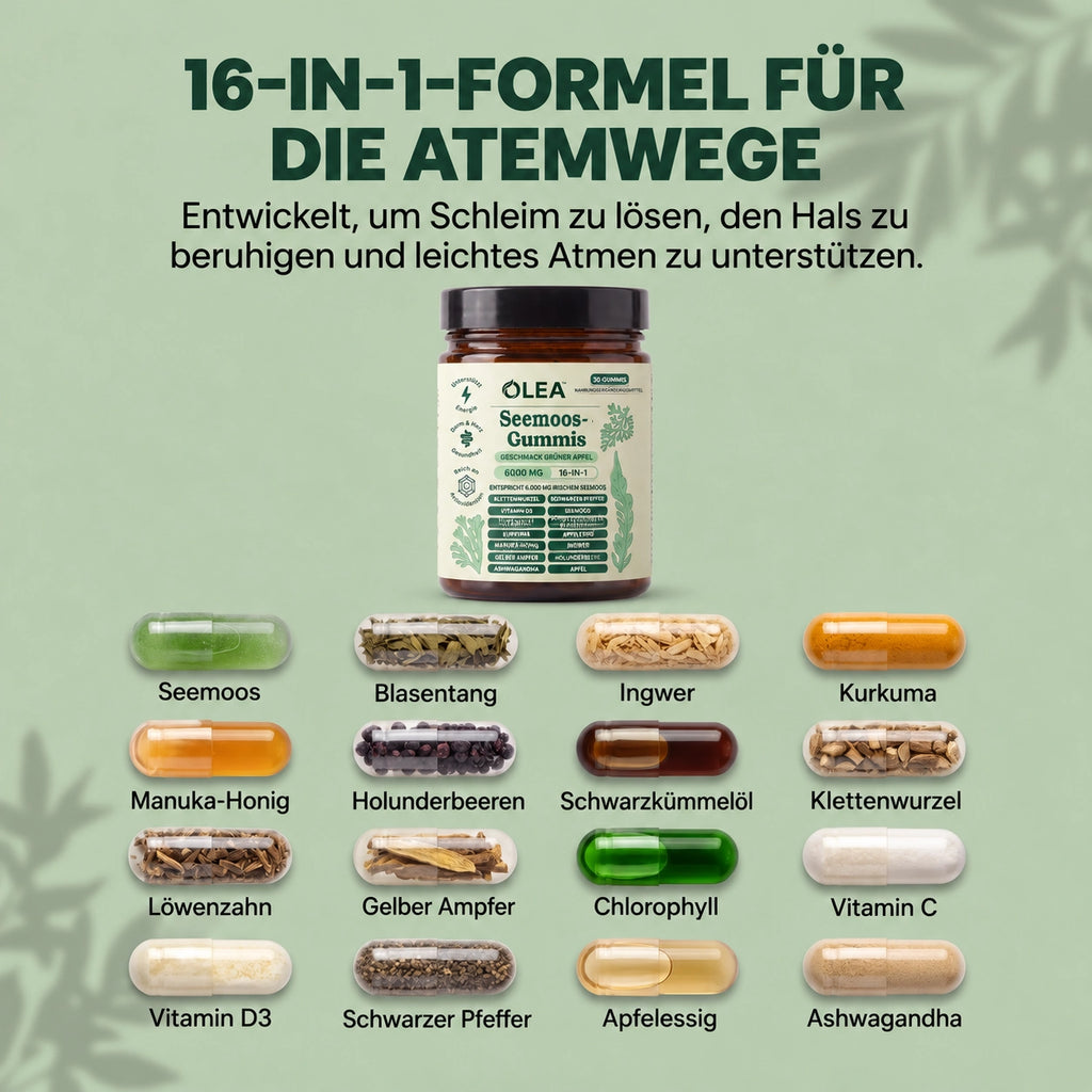Sea Moss 16-in-1 Wellness-Gummies – Schleim lösen & Atemwegsgesundheit wiederherstellen