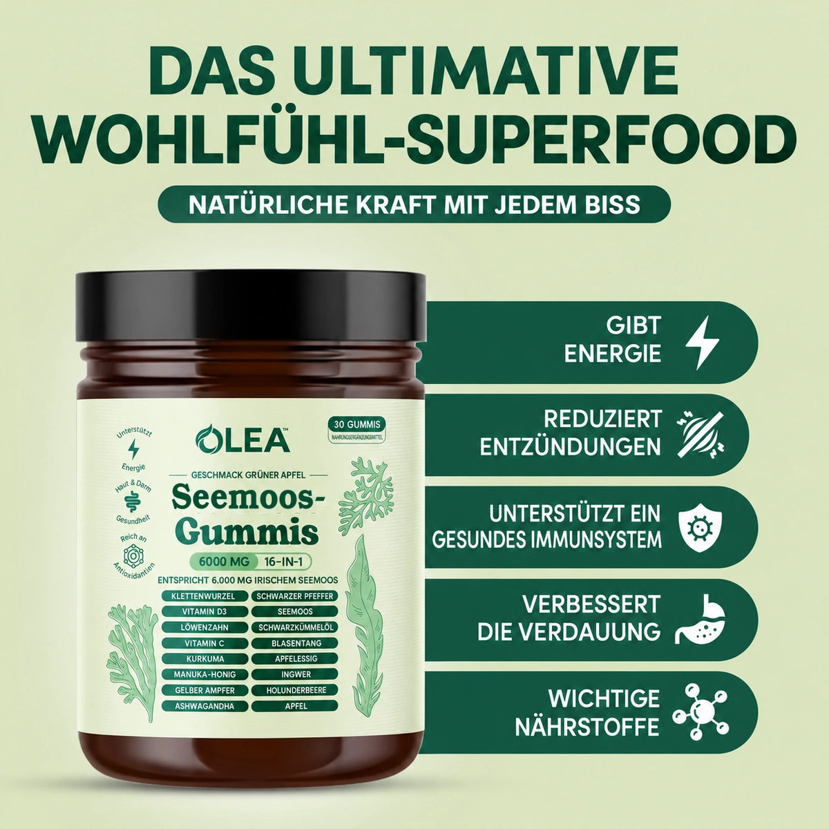 Sea Moss 16-in-1 Wellness-Gummies – Schleim lösen & Atemwegsgesundheit wiederherstellen